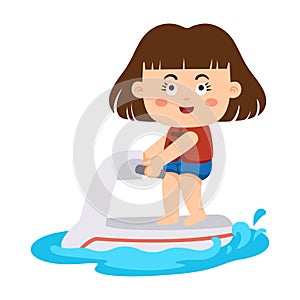 Girl riding a jet ski