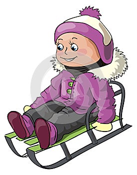 Girl riding on a sledge