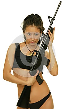 Girl with rifle photo