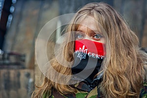 A girl from the right sector during demonstrations on EuroMaidan. Kiev photo