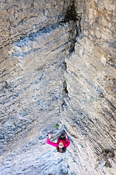 Girl rock climber.