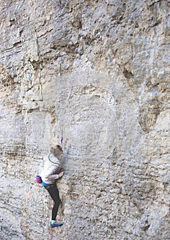 Girl rock climber.