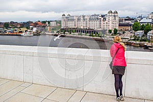 The girl on the roof of Oslo Opera House. Norway