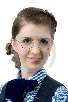 The girl in round glasses