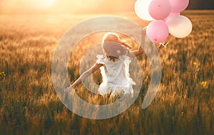 Girl running on cereal field