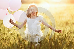 Girl running on cereal field