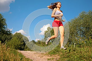 Girl running forest