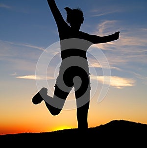 Girl Running and Jumping