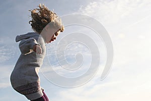 Girl running and jumping