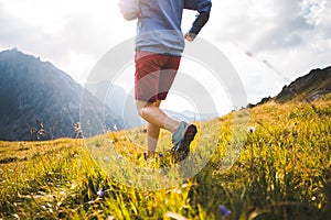 Girl Running in Mountains