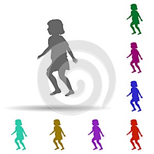 Girl running silhouette multi color style icon. Simple glyph, flat vector of children icons for ui and ux, website or mobile