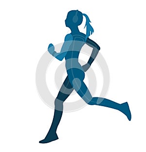 The girl is running. Vector. The girl goes in for sports. Run. Health promotion and nurturing will. Beautiful sports figure. The d