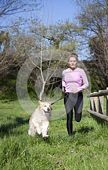 Girl running with your dog