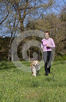 Girl running with your dog