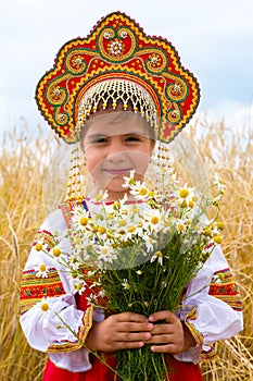 Girl in the Russian national sundress