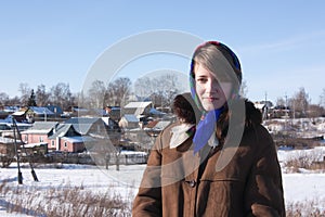 Girl in russian traditional kerchief