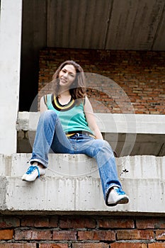 Girl in rusty building