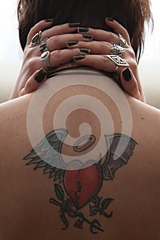 Girl's back tattoo