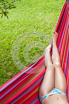 Girl's legs in a hammock