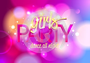 Girl`s party invitation or banner.