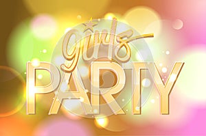 Girl`s party invitation vector card