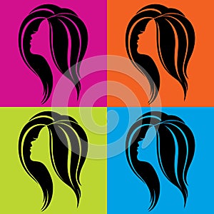 Girl's profile in pop-art style