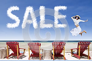 Girl and sale cloud jumping over beach chairs