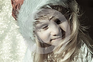 Girl with santa claus cap