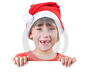 Girl in Santa Claus hat