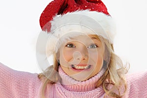 Girl in Santa hat