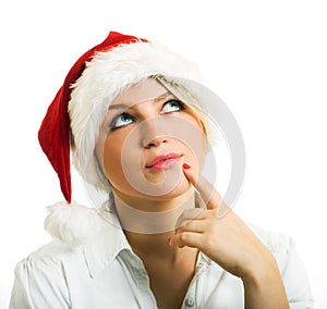 Girl in Santa hat.