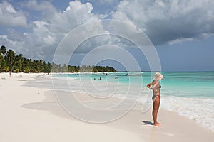 Girl in saona beach photo