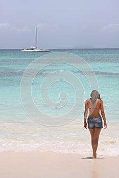 Girl in saona beach photo