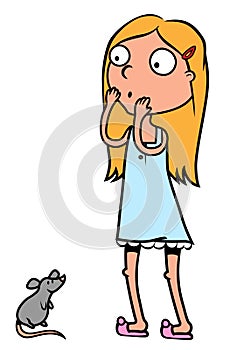 Girl scared of mouse