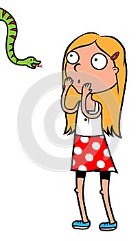 Girl scared of snakes photo