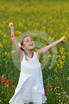 Girl screaming with delight photo