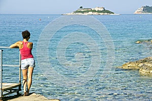 Girl with sea background