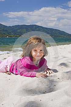 Girl and sea coast