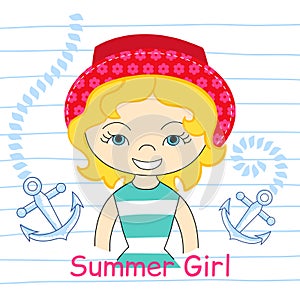 Girl with sea vector illustration