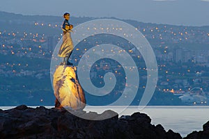 Girl with Seagull with Rijeka in the Background