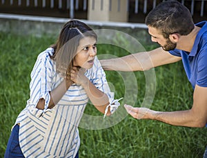 Girl searching help while she& x27;s choking during feeding