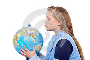 Girl is searching the world