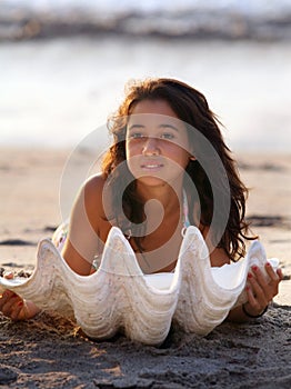 Girl with seashell