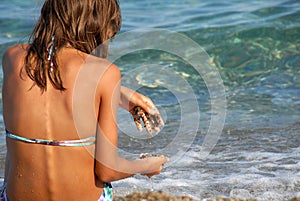 Girl on seashore