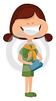 Girl selling cookies, illustration, vector