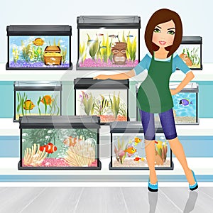 Girl sells aquariums