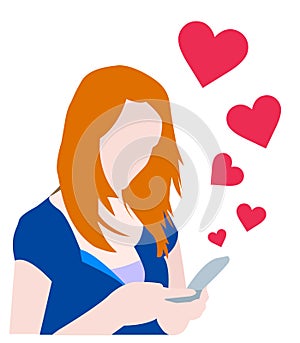 Girl sending love message