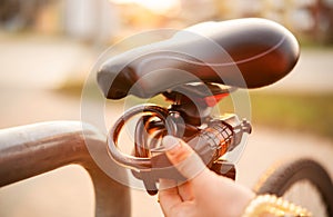 Girl Sets Code On A Code Bike Lock