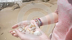 Girl Shells Ocean Treasures 4k