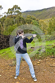 Girl shooting airgun